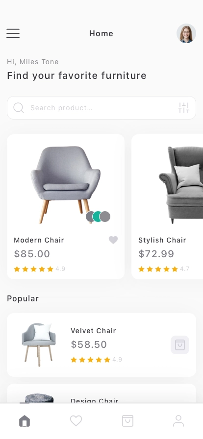 Furniture Ecommerce Mobile App UI Kit - Screenshot 1