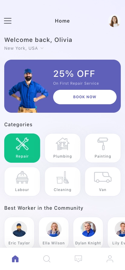 Handyman Service Mobile App UI Kit - Screenshot 1