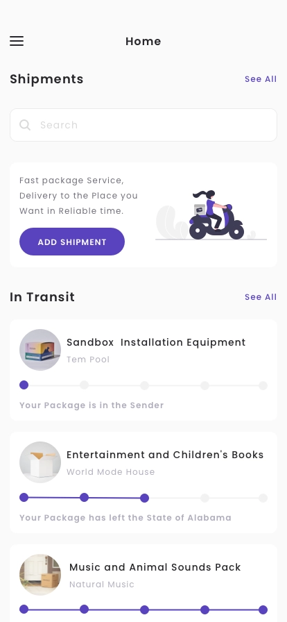 Package Delivery App UI Kit - Screenshot 1