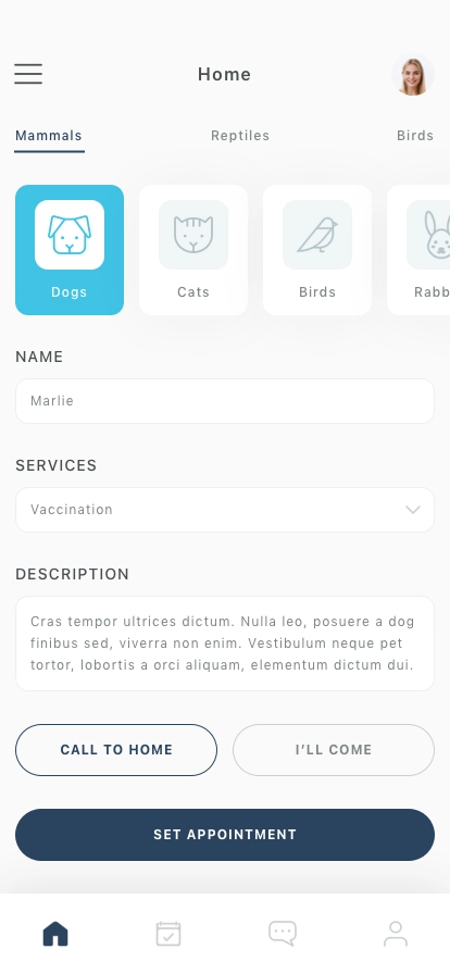 Vet Clinic Mobile App UI Kit - Screenshot 1