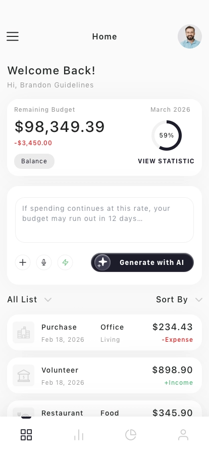 Finance Assistant Mobile App UI Kit - Screenshot 1