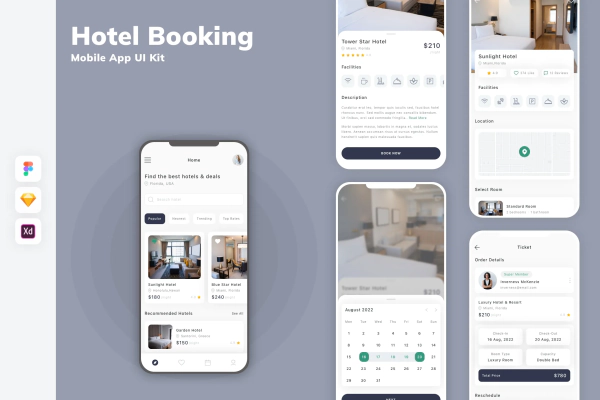Hotel Booking Mobile App UI Kit