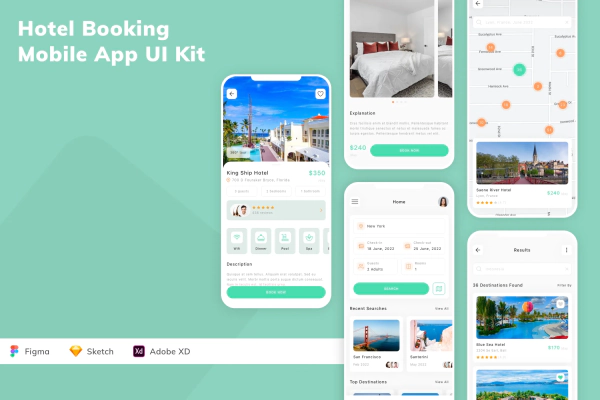 Hotel Booking Mobile App UI Kit