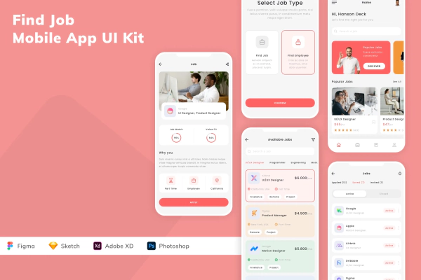Find Job Mobile App UI Kit
