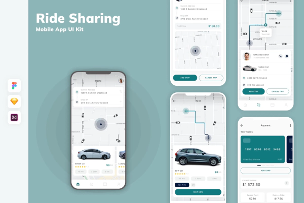 Ride Sharing Mobile App UI Kit