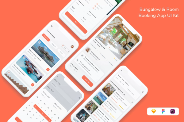 Bungalow & Room Booking App UI Kit