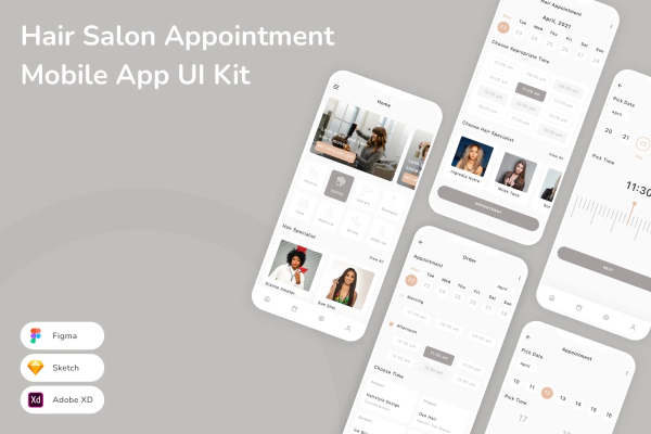Hair Salon Appointment Mobile App UI Kit