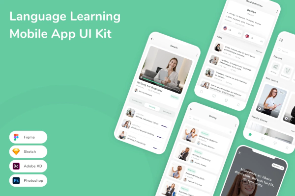 Language Learning Mobile App UI Kit