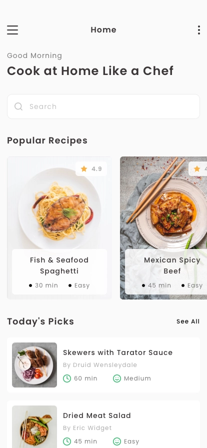 Cooking Recipe Mobile App UI Kit - Screenshot 1