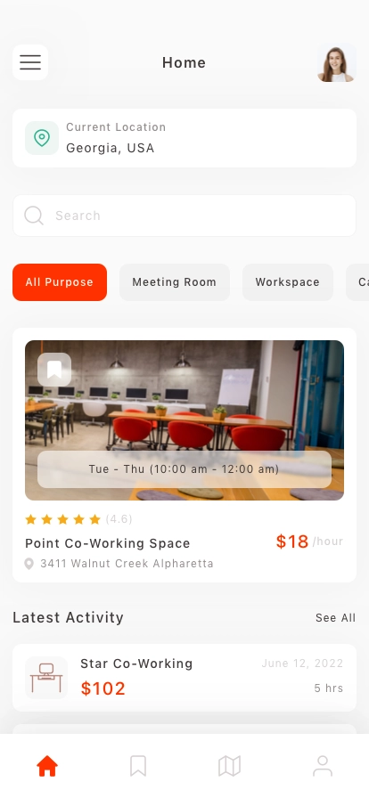 Working Space Finder Mobile App UI Kit - Screenshot 2