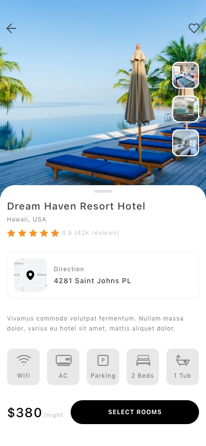 Hotel Reservation Mobile App UI Kit - Screenshot 5