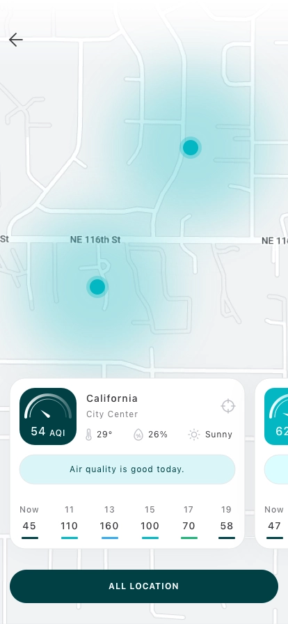 Air Quality Tracker Mobile App UI Kit - Screenshot 3
