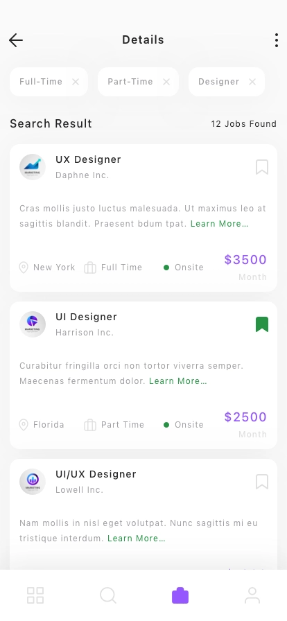 Job Finder Mobile App UI Kit - Screenshot 3