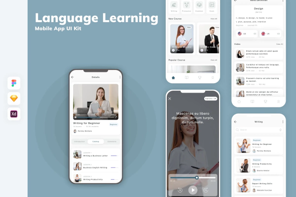 Language Learning Mobile App UI Kit