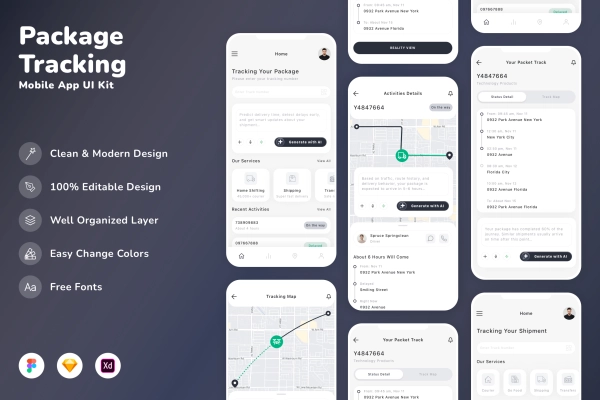 Package Tracking Mobile App UI Kit