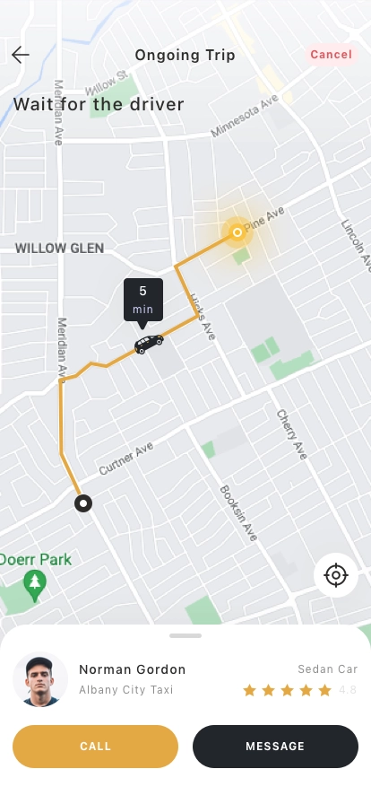 Taxi Booking Mobile App UI Kit - Screenshot 4