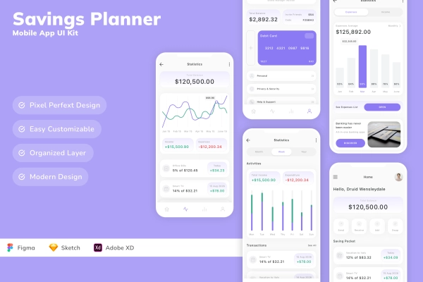 Savings Planner Mobile App UI Kit