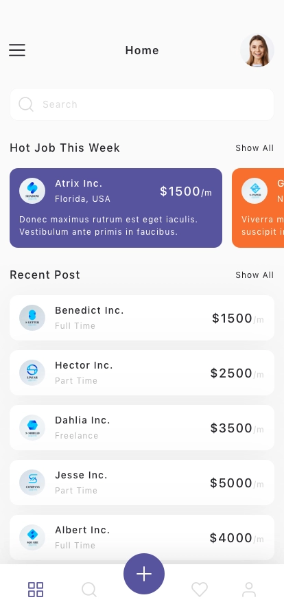 Job & Freelancer Finder Mobile App UI Kit - Screenshot 1
