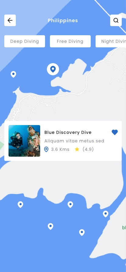 Scuba Diving Finder Mobile App UI Kit - Screenshot 2
