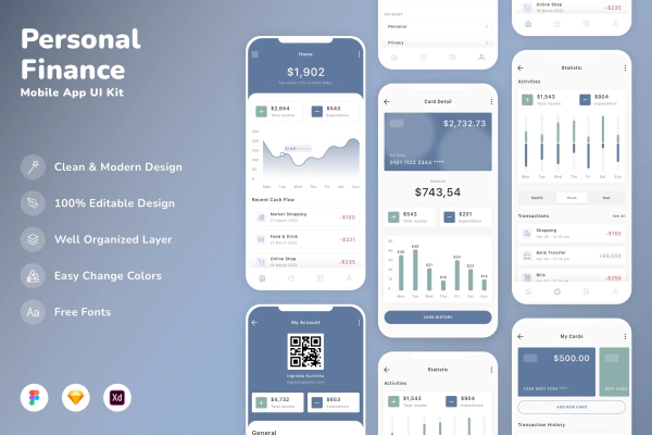 Personal Finance Mobile App UI Kit
