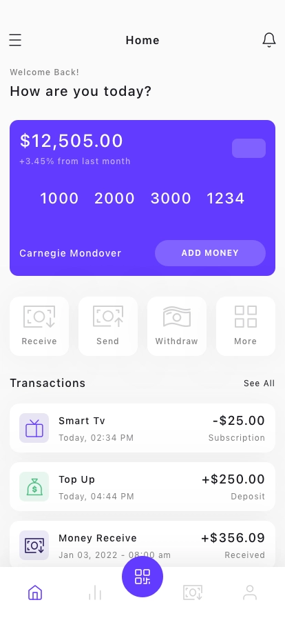 Digital Wallet & Finance Mobile App UI Kit - Screenshot 1