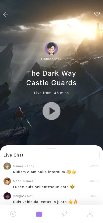 Gamers Streaming Mobile App UI Kit - Screenshot 4