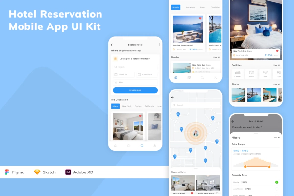 Hotel Reservation Mobile App UI Kit