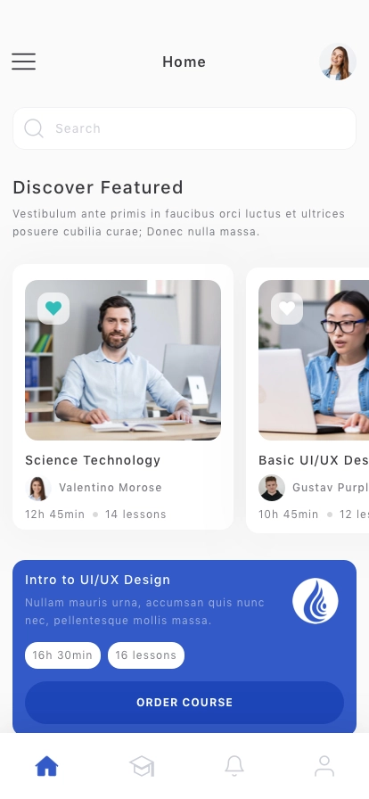 Learning & Course Mobile App UI Kit - Screenshot 1