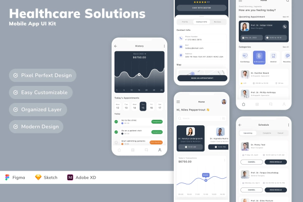 Healthcare Solutions Mobile App UI Kit