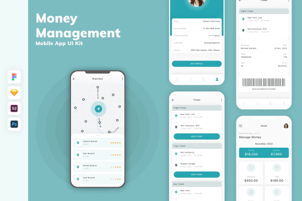 Money Management Mobile App UI Kit