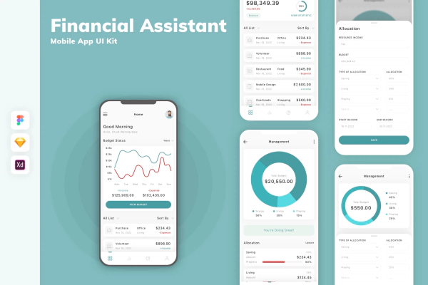 Financial Assistant Mobile App UI Kit