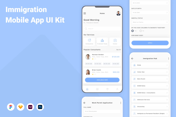 Immigration Mobile App UI Kit
