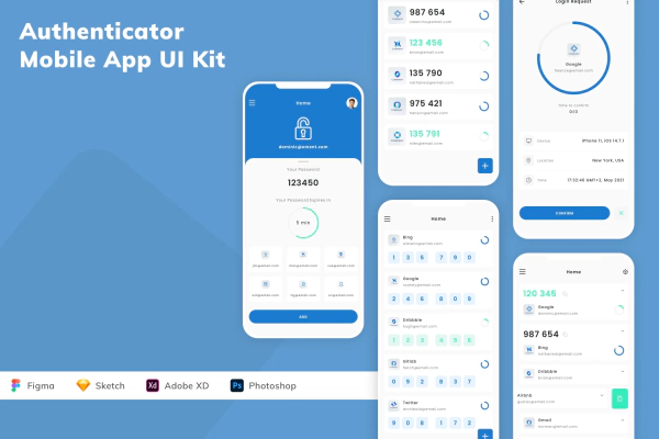 Authenticator Mobile App UI Kit