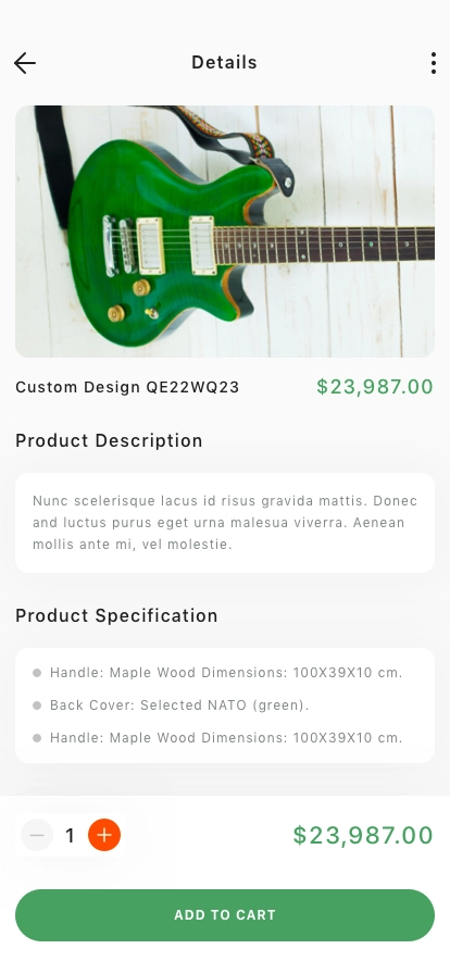 Guitar e-Commerce Mobile App UI Kit - Screenshot 2