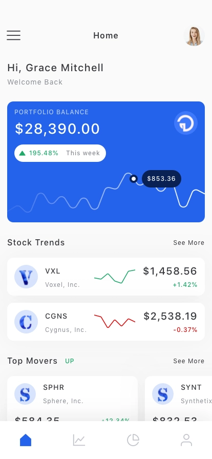 Stock Market Mobile App UI Kit - Screenshot 2