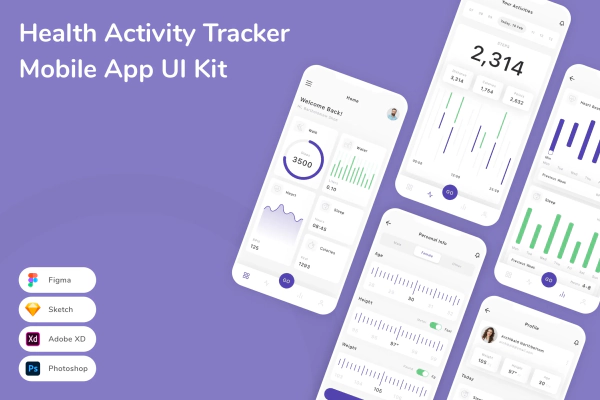 Health Activity Tracker Mobile App UI Kit