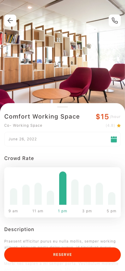 Working Space Finder Mobile App UI Kit - Screenshot 5