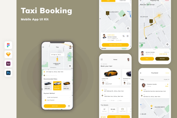 Taxi Booking Mobile App UI Kit