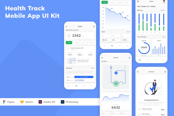 Health Track Mobile App UI Kit