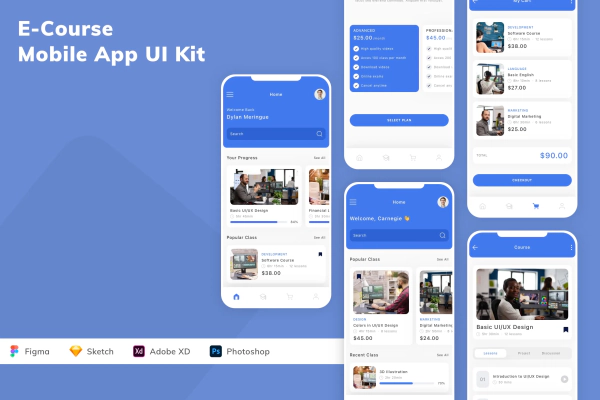 E-Course Mobile App UI Kit