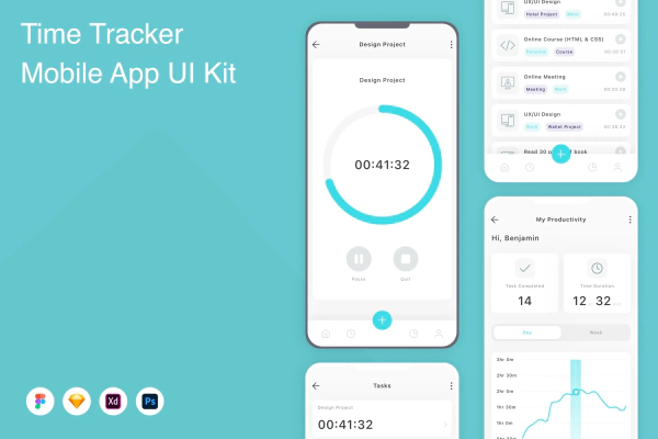 Time Tracker Mobile App UI Kit