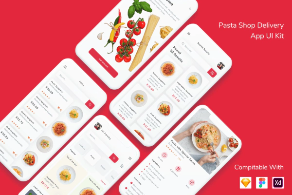 Pasta Shop Delivery App UI Kit