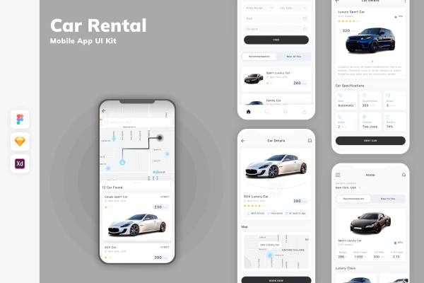 Car Rental Mobile App UI Kit