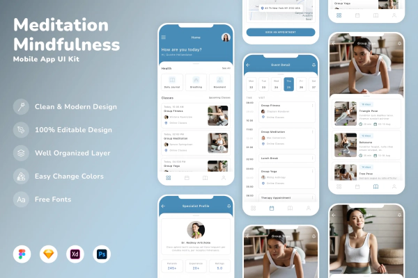 Meditation & Mindfulness Mobile App UI Kit