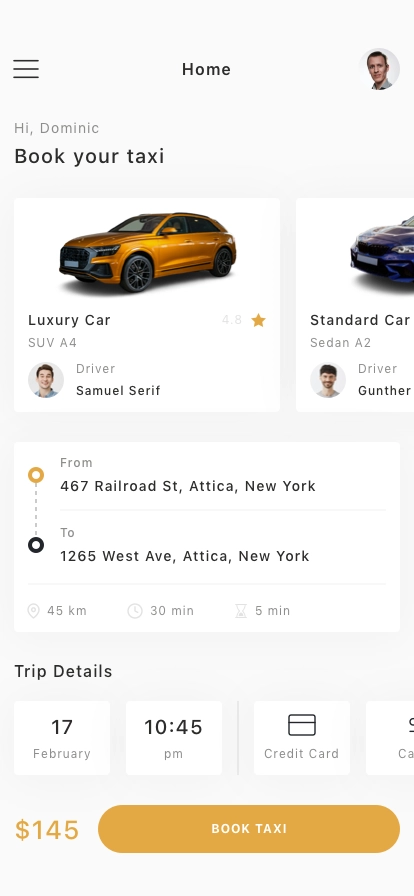 Taxi Booking Mobile App UI Kit - Screenshot 1
