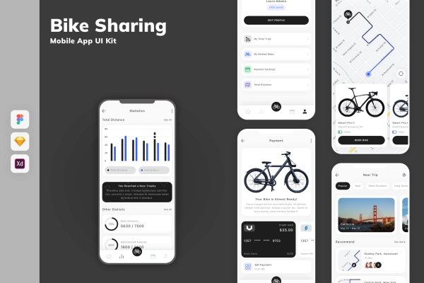 Bike Sharing Mobile App UI Kit