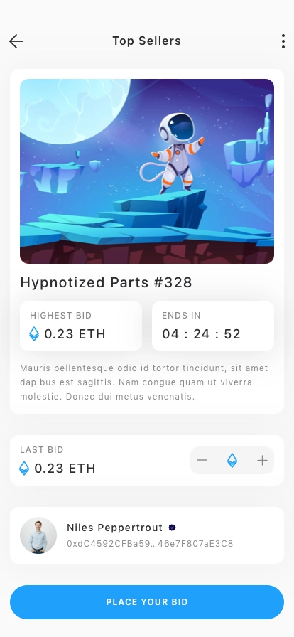 NFT Market Mobile App UI Kit - Screenshot 2