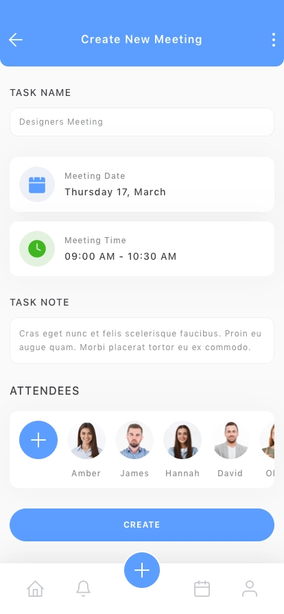 Meetings & Tasks Mobile App UI Kit - Screenshot 1