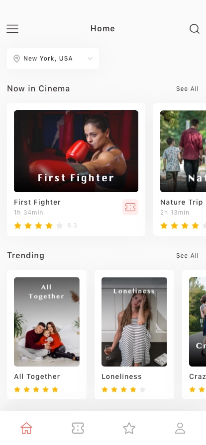 Cinema Ticket Booking Mobile App UI Kit - Screenshot 1