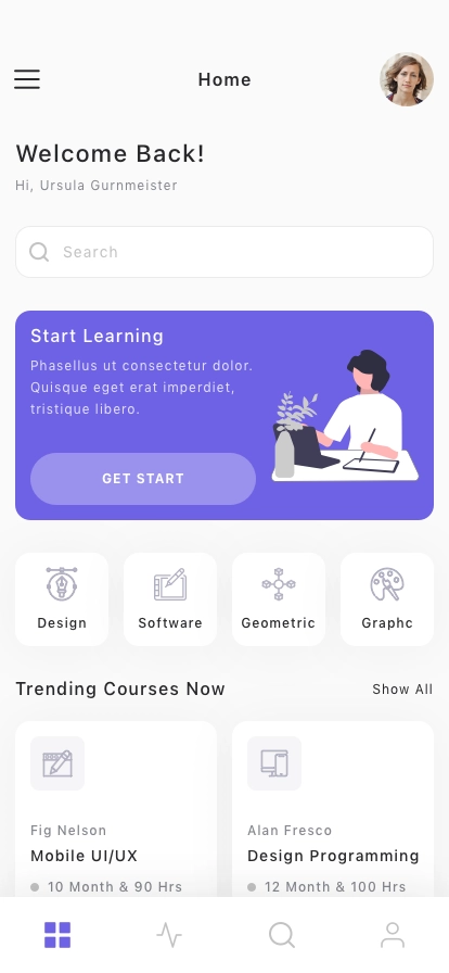 E-Learning Mobile App UI Kit - Screenshot 1